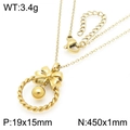 Golden bow bell pendant necklace with braided ring detail, 19x15mm size, 3.4g weight - Gold Color (KN290923-GC)