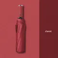Automatic folding UV umbrella in claret red with matching matte handle and sleeve - 10-Rib Automatic / Burgundy