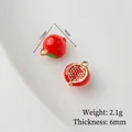 Miniature red pomegranate pendant with gold plating for DIY jewelry and necklaces - Single Piece Price / Opened Pomegranate
