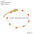 Titanium steel bracelet with red beads and 18k gold plating on a 16cm chain - Gold Red Faceted Bead Style (S-H542)