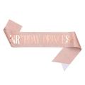 Rose gold glitter Birthday Princess sash with metallic foil lettering for parties - Block Letter Rose Gold Sash
