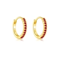Luxury gold S925 sterling silver hoop earrings with red zircon stones on white background - 925 Silver / 18K Gold (Rose Red)