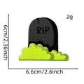 RIP gravestone embroidery patch with dimensions 6.6x6cm for Halloween decor - 30# RIP Tombstone