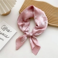 Pink paisley silk-like square scarf with elegant floral patterns and a soft glossy finish - Pink Polka Dot Paisley