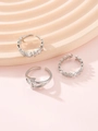 Driedelige zilveren moderingenset met micro-gezette zirkonia in een moderne stijl - Cluster Edelsteen Stijl (Zilver) / Zilver