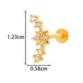 Gold star flower labret stud with clear cubic zirconia in F136 titanium, 12.3mm height - Star Cluster Style (2607-2#Gold) / Gold