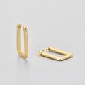Orecchini a cerchio rettangolari geometrici minimalisti in oro con finitura lucida su grigio - Oro