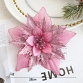 Pink glitter artificial Poinsettia flower decoration for Christmas tree with 18cm diameter - Pink