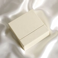 Square cream faux leather jewelry drawer box with elegant textured finish for rings - 9*9*3.5cm(With Sponge) / Off-white