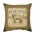 Kissenbezug aus Leinen mit vintage Bären-Wald-Park Druck in Grün und Braun - Stil 3