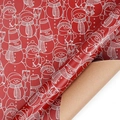 Brown kraft Christmas wrapping paper with red snowman patterns and UV printing - Snowman Gathering
