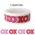 Nastro washi con motivi XO rosa e rossi, dimensioni 1,5 cm x 3 m per decorazioni - Lettere XOXO
