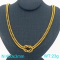 Gold box chain knot necklace in stainless steel 450x3mm on a black display bust - 3mm Gold Necklace (KN295085-Z)