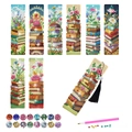 8-pack DIY diamond painting bookmarks featuring floral books with tassels and tools - Books & Floral