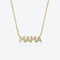 Collana con ciondolo MAMA in oro 18 carati con cristalli micro-pave scintillanti - Argento Sterling 925/Zirconia / Oro