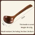 Ergonomic 27cm acacia wood long-handle soup ladle with natural grain for non-stick pans - Thickened Oil Spoon / 27*8cm