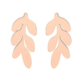 Close-up of minimalist rose gold leaf stud earrings with detailed wheat ear design - Rose Gold