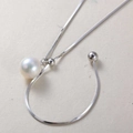 Elegant S925 sterling silver snake chain necklace with a round white pearl pendant - 70cm / Silver