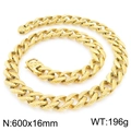 Collana da uomo vintage catena cubana dorata 600x16mm in acciaio lucido durevole - Collana Oro (KN292456-KJX)