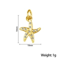 Gold starfish pendant with inlaid crystals measuring 14mm height and 10mm width - Gold Starfish Pendant