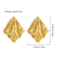 Detail of 18K gold plated earrings with crumpled lava texture and size dimensions - Rhombus Wrinkle Texture