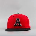 Flat brim baseball cap in red and black with bold 3D embroidered letter A design - Adjustable (55-60CM) / Red