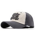 Vintage-Baseballkappe aus gewaschener Baumwolle mit Stickerei in Beige und Dunkelgrau - Verstellbar / Grau