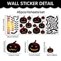 Set van 46 Halloween raamstickers met pompoenen en vleermuizen voor decoratie - Set van 4 Vellen 46 Stuks (CT24Y12464T_T)