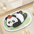 Tapis de bain panda dessin animé avec motif à carreaux verts et fibres douces - 40*60cm / Panda avec Bouée