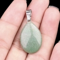 Light green natural stone teardrop pendant with silver bail for DIY jewelry making - Green Aventurine (1pc)