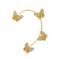 Golden butterfly ear cuff with shimmering micro-pave crystals and brushed metal finish - Arc Butterfly Ear Wrap / Gold Style D (Left)