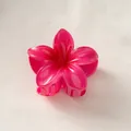 Large rose red plumeria flower hair claw clip with glossy gradient resin finish - Peach Red [6cm Medium]