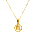 18K gold plated titanium steel necklace featuring a circular Scorpio zodiac pendant - Scorpio (SP641G-8)