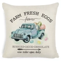 Easter throw pillow cover with vintage blue truck and farm fresh eggs on linen texture - Zl2002064-37 / 45*45cm Cover Only