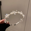 Eleganter cremeweißer Haarreif mit Kristallschmetterlingen und Perlenverzierung - 44# Weißer Kristall Schmetterling Perle