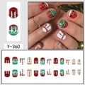 Short square Christmas press-on nails featuring cute Santa, snowman and gingerbread man designs - Christmas Santa Snowman Gingerbread Man (Y-360)