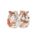 Soft newborn anti-scratch mittens with owl and maple leaf pattern in cream white - One Size / Owl Print (Elastic Mittens) / Off White