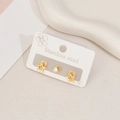 3-piece set of stainless steel gold star earrings and rhinestone stud on display card - Star Style / Gold