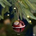 6cm dark red metal Christmas bell pendant with snowman pattern and star cutouts - 6cm Iron Snowman Round Bell / Diameter 6cm/30g / Red