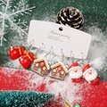 Set van drie paar kerstoorbellen met de kerstman en peperkoekhuisje - Sok Cadeaubox Peperkoekhuisje Kerstman Stijl (A23-545 E3-F4)
