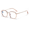 Occhiali TR90 moderni con montatura rotonda oro rosa, lenti anti-luce blu e UV400 - Tè Trasparente