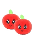 Two red plush apple squeaky toys with cute facial embroidery for dogs and cats - Apple