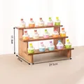 Three-tier wooden stepped display stand in natural finish, dimensions 29.5x20x17.6cm - 3-Tier Ladder Stand / Walnut Color