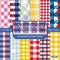 6x6 inch scrapbooking paper pad with 12 plaid patterns for DIY photo album projects - R2540 24 Sheets