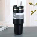 Black 30oz 890ml stainless steel vacuum insulated tumbler with lid and straw - 890ml / Black (Straight Style)
