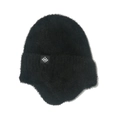 Bonnet d'hiver noir en tricot pour femme avec cache-oreilles et patch flocon de neige - M / Noir