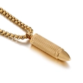 Fashionable bullet pendant necklace in gold finish with a sleek gold-tone chain - Gold Bullet Pendant (KP97239-KFC)