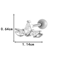 Silver bow-shaped cartilage piercing with micro-pave zircons and screw back stud - Crown Style (0197-4#) / Silver