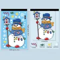 Christmas snowman window sticker set with white snowflakes and stars for party decoration - BQ279 Snowman