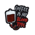 Broche créative en émail avec design de sac de sang café et paillettes rouges - Poche de Sang Café